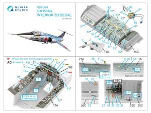 Quinta Studio QD32188 F-104J 3D-Printed coloured Interior on decal paper (Italeri) 1/32 – Bild 14
