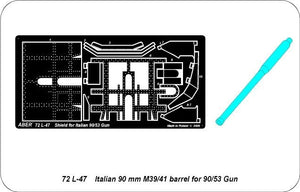 Aber 72L-47 Lufa 90mm do włoskiego działa 90/53 z osłoną / Italian 90mm barrel for 90/53 Gun and additional fully detailed shield 1/72 – imagen 4