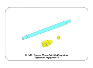 Aber 72L-52 Lufa 75mm Pak 39/L/48 do niemieckiego działa Jagdpanzer IV / German 75mm Pak 39/L/48 gun barrel for Jagdpanzer IV 1/72 – zdjęcie 9