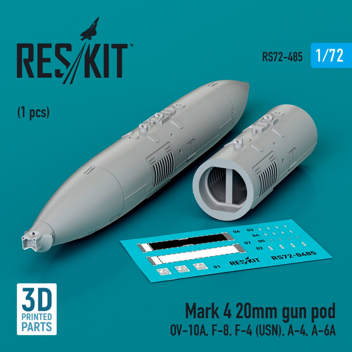 RESKIT RS72-0485 Mark 4 20mm gun pod (1 pcs) (3D Printed) 1/72 – immagine 2