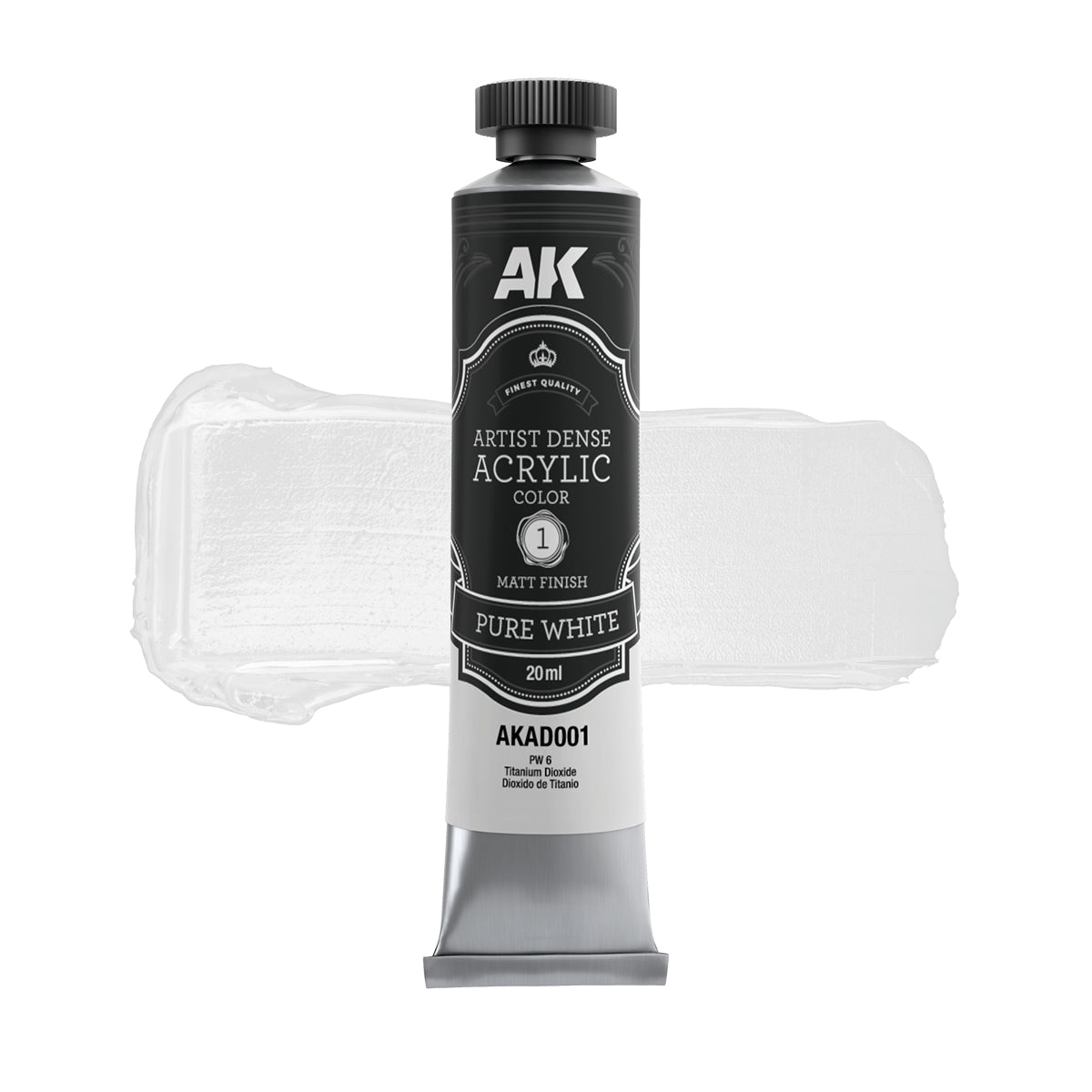AK Interactive AKAD104 Artist Dense Acrylic Colors - Black &amp;amp; White Color Set – imagen 2