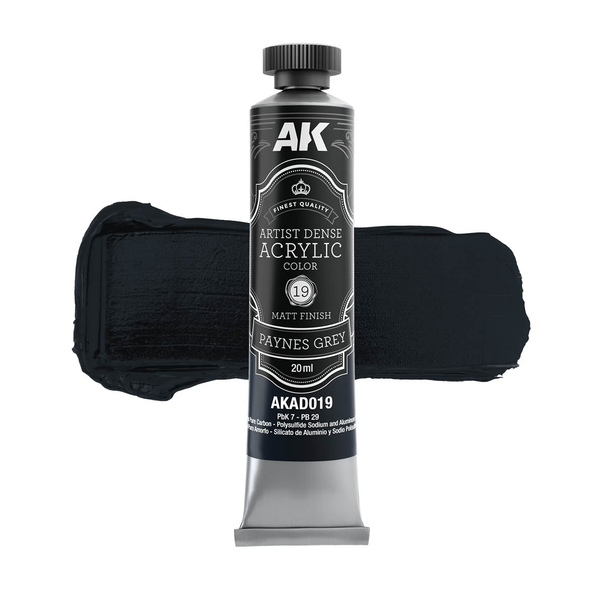AK Interactive AKAD104 Artist Dense Acrylic Colors - Black &amp;amp; White Color Set – imagen 6