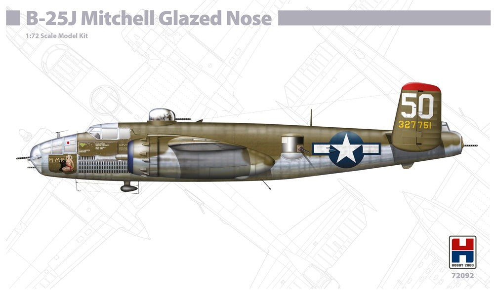 Hobby 2000 72092 B-25J Mitchell Glazed Nose Hasegawa + Cartograf + Maski 1/72