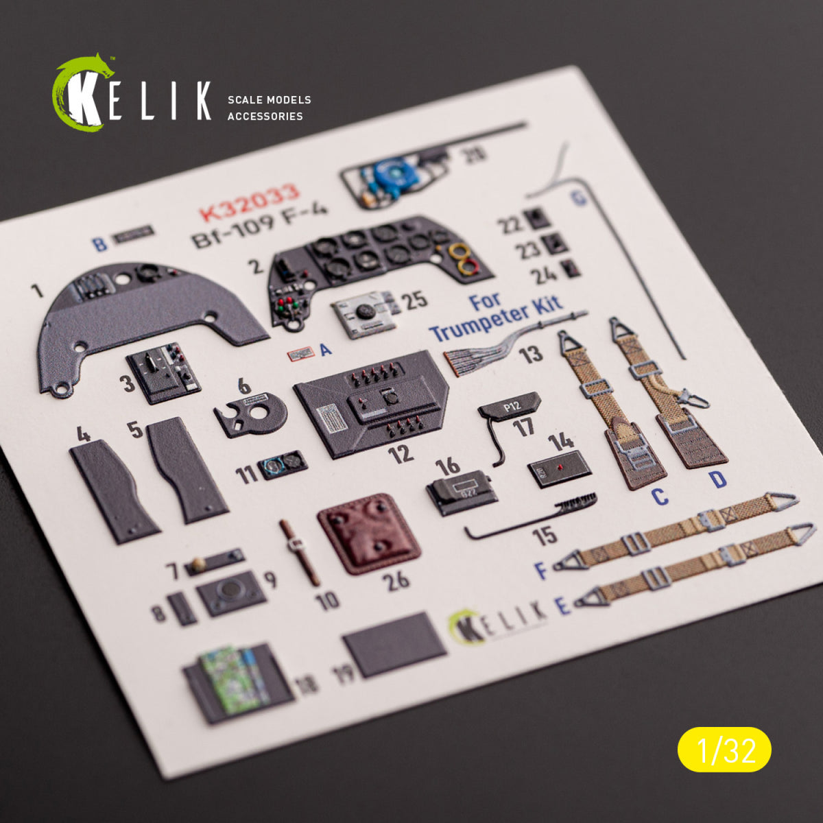 KELIK K32033 BF-109 F-4 - Interior 3D Decals For Trumpeter Kit 1/32 – image 3