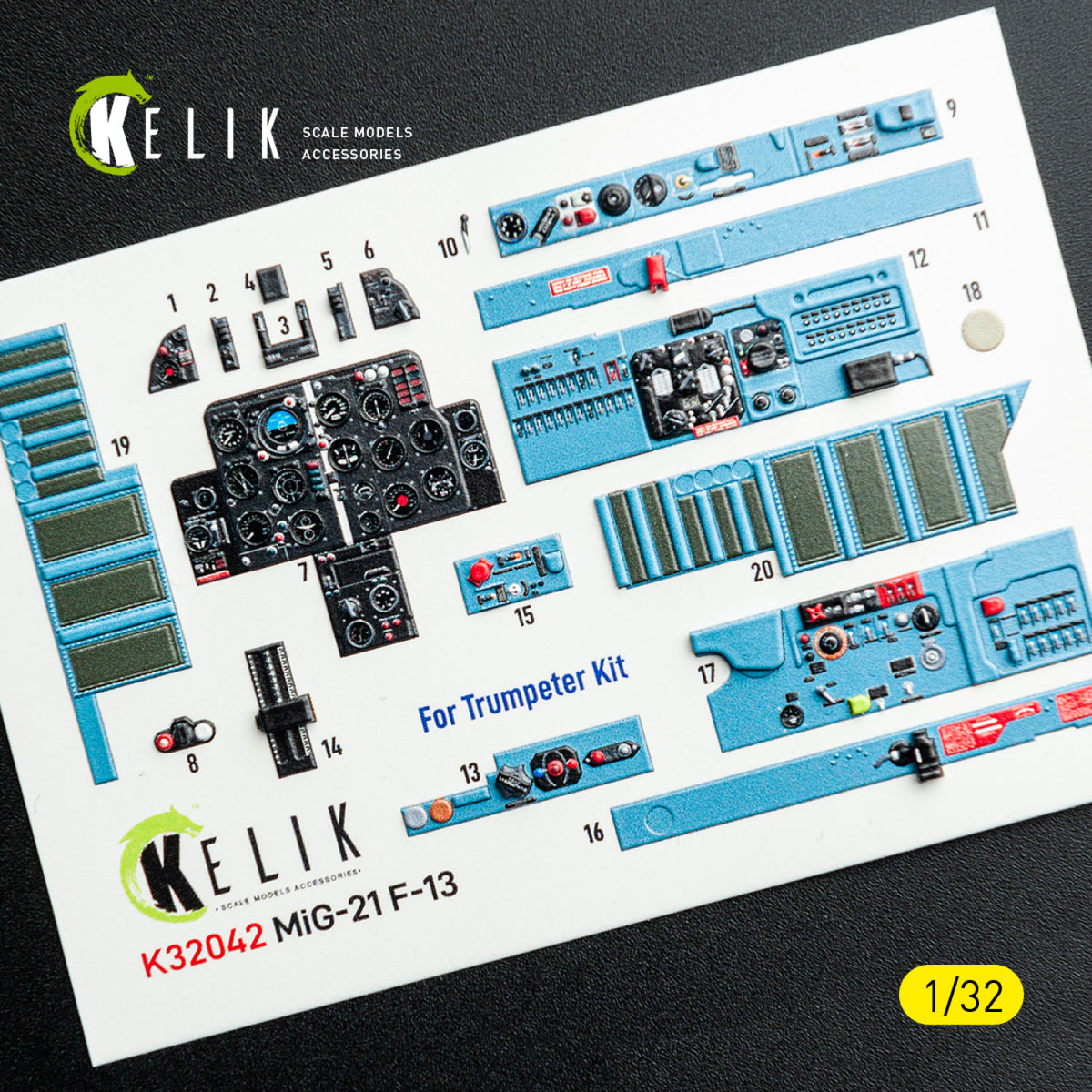 KELIK K32042 Mikoyan MiG-21 F-13 Export Version- Interior 3D Decals (for Trumpeter Kits) 1/32 – imagen 12