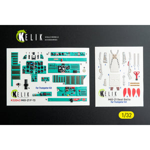 KELIK K32043 Mikoyan MiG-21 F-13 - Interior 3D Decals (for Trumpeter Kits) 1/32
