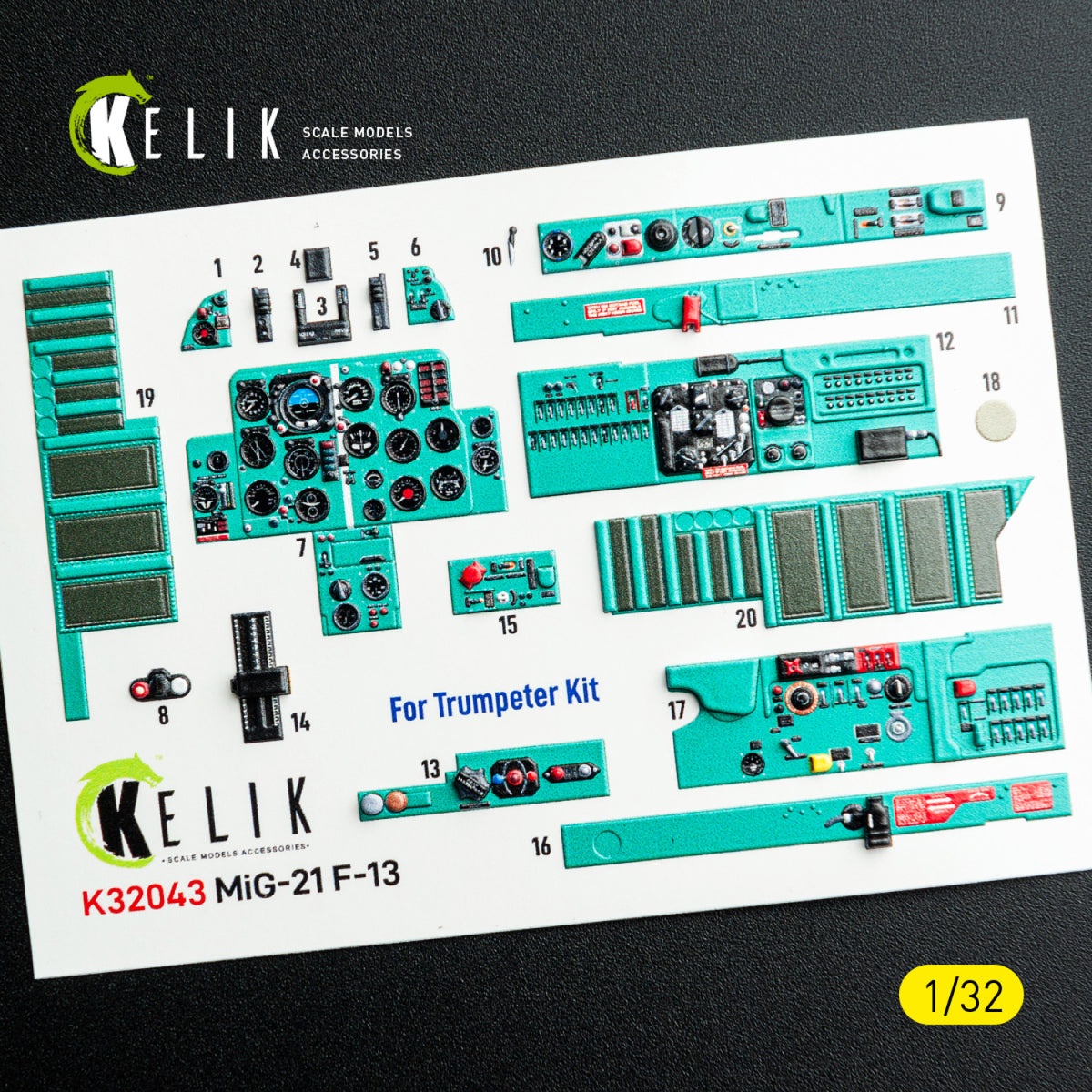 KELIK K32043 Mikoyan MiG-21 F-13 - Interior 3D Decals (for Trumpeter Kits) 1/32 – Bild 5