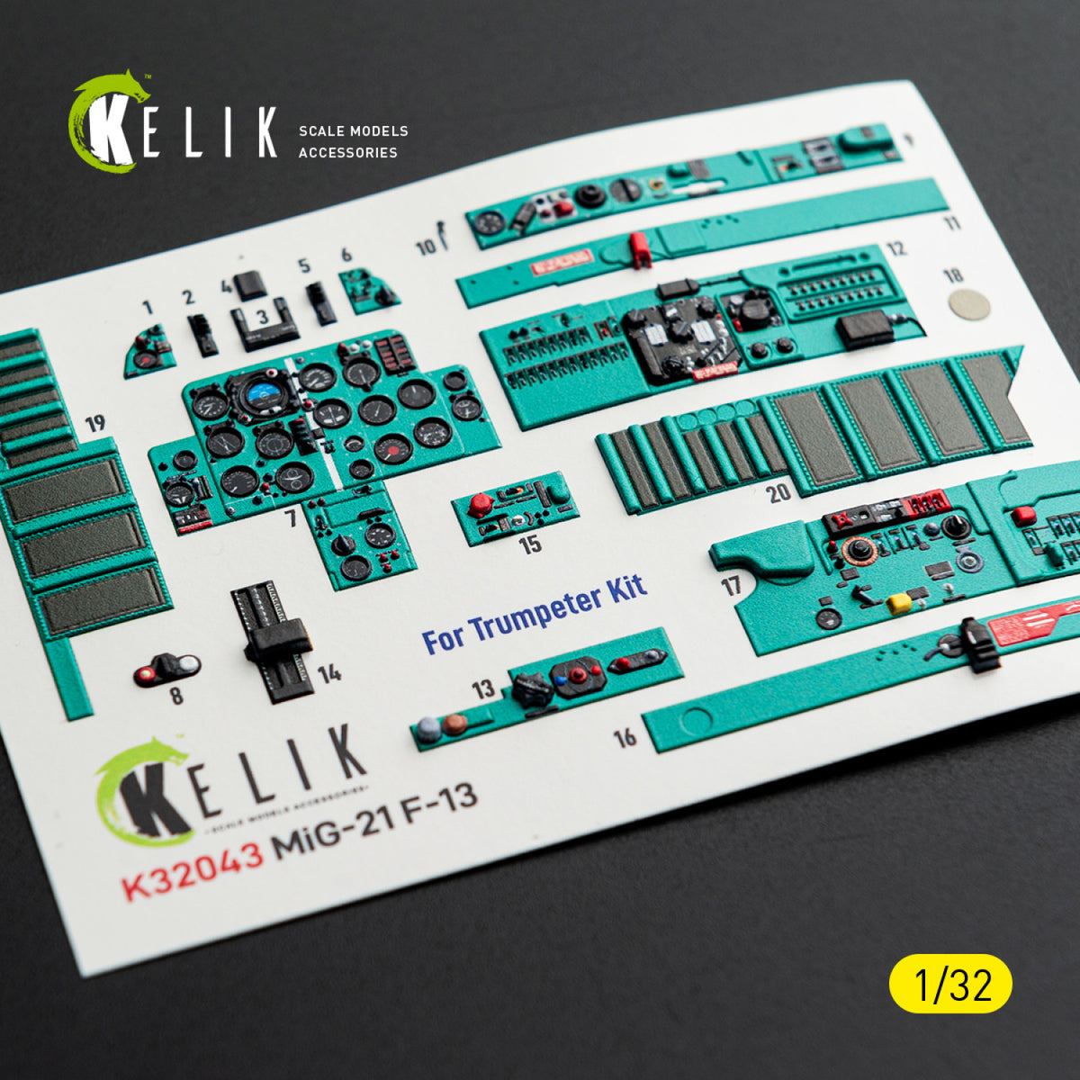 KELIK K32043 Mikoyan MiG-21 F-13 - Interior 3D Decals (for Trumpeter Kits) 1/32 – Bild 6