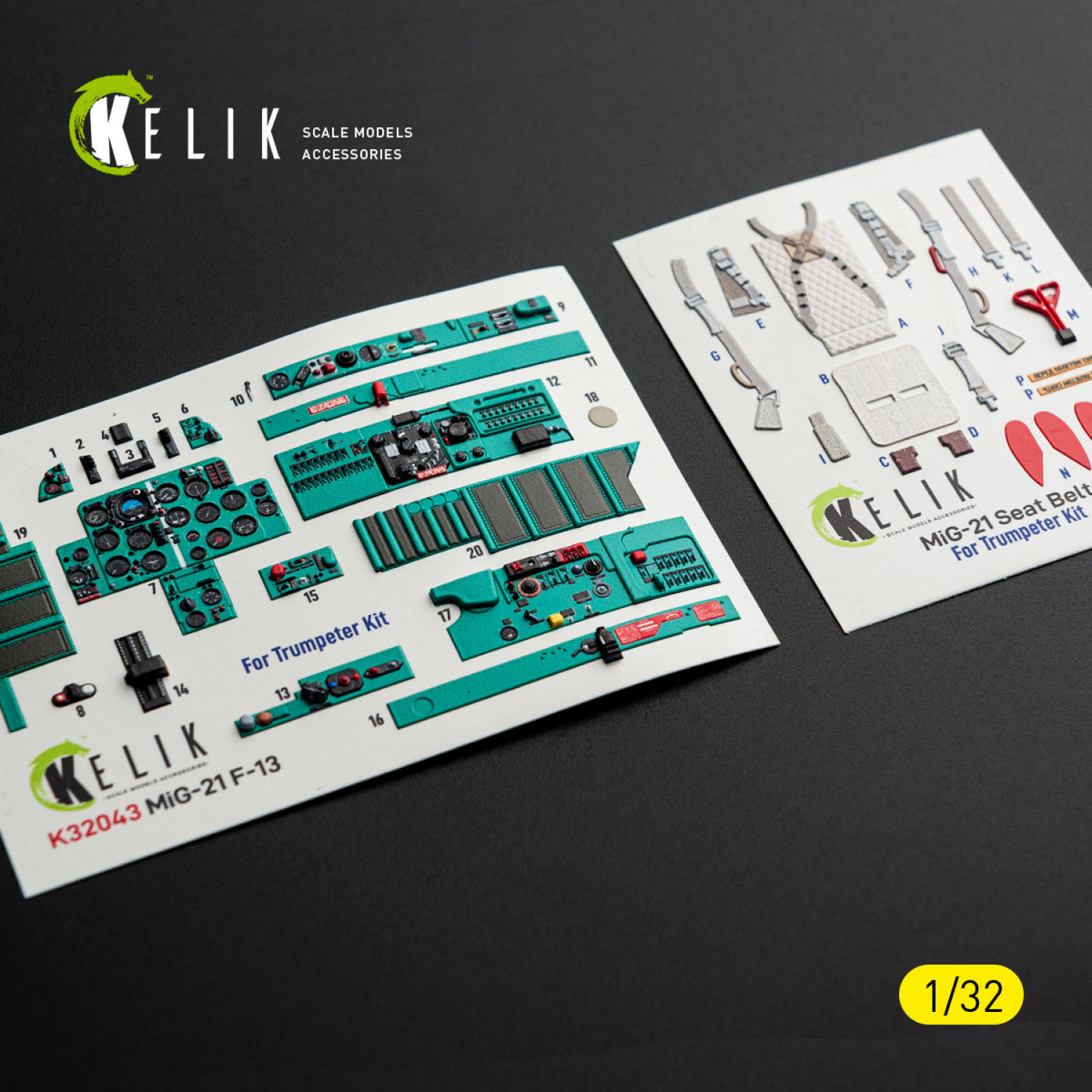 KELIK K32043 Mikoyan MiG-21 F-13 - Interior 3D Decals (for Trumpeter Kits) 1/32 – Bild 7