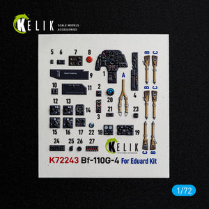 KELIK K72243 Messerschmitt Bf-110 G-4 - Interior 3D Decals (for Eduard Kits) 1/72