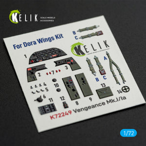 KELIK K72249 Vultee Vengeance Mk.I / Mk.Ia - Interior 3D Decals (for Dora Wings Kits) 1/72 – Bild 3