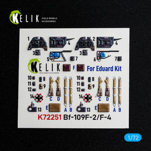 KELIK K72251 Messerschmitt Bf-109 F-2 / F-4 - Interior 3D Decals (for Eduard Kits) 1/72