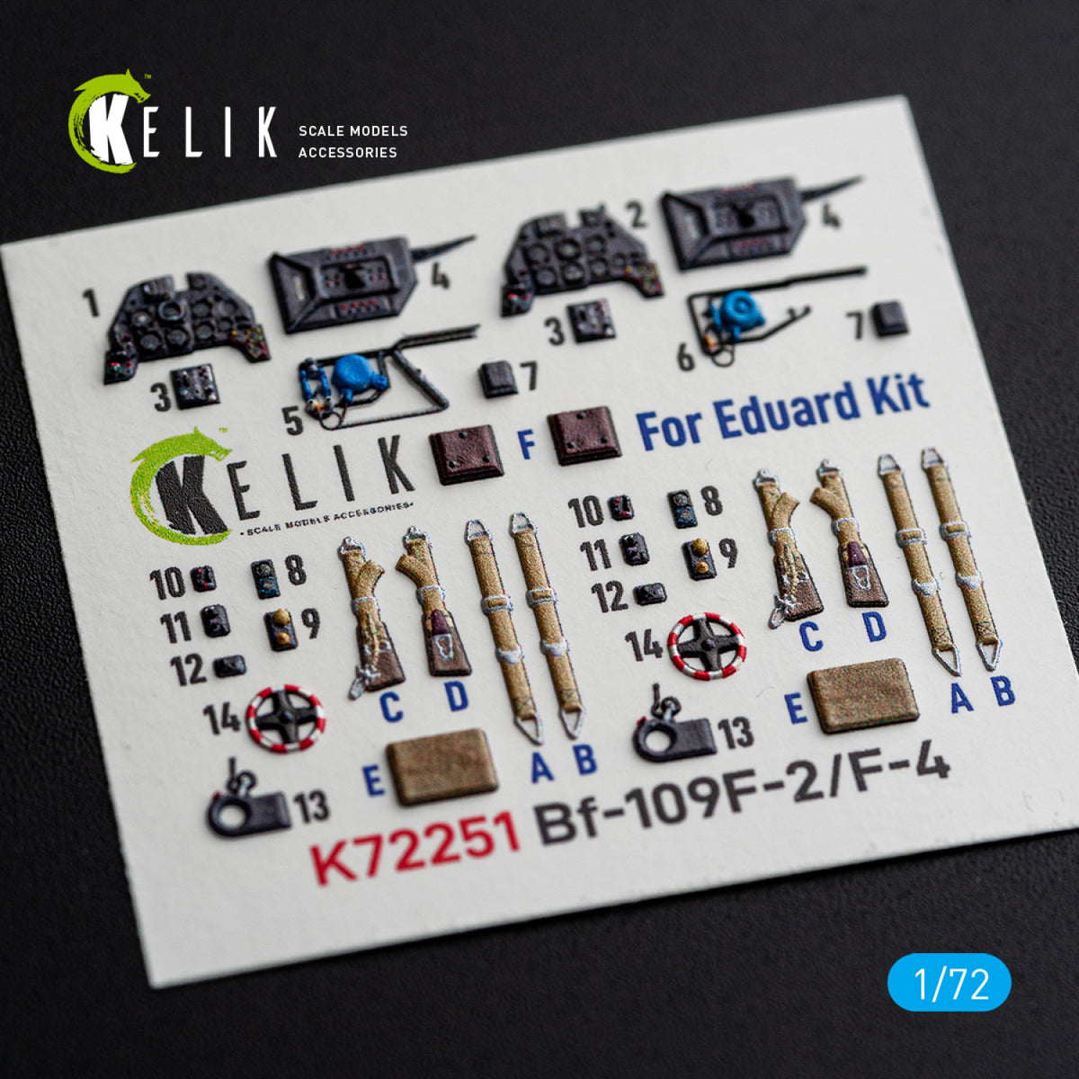 KELIK K72251 Messerschmitt Bf-109 F-2 / F-4 - Interior 3D Decals (for Eduard Kits) 1/72 – Bild 4