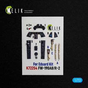 KELIK K72254 Focke Wulf Fw-190 A-8 / R-2 - Interior 3D Decals (for Eduard Kits) 1/72