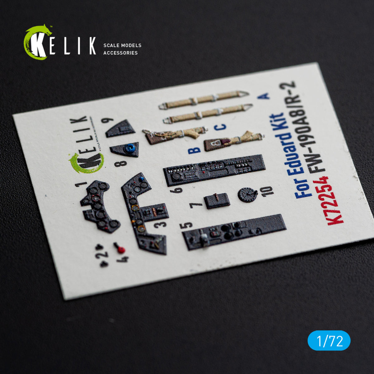 KELIK K72254 Focke Wulf Fw-190 A-8 / R-2 - Interior 3D Decals (for Eduard Kits) 1/72 – zdjęcie 4