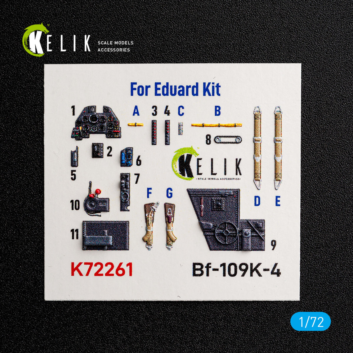 KELIK K72261 Messerschmitt Bf-109 K-4 - Interior 3D Decals (for Eduard Kits) 1/72