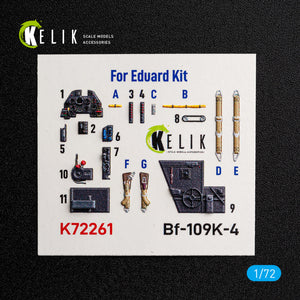 KELIK K72261 Messerschmitt Bf-109 K-4 - Interior 3D Decals (for Eduard Kits) 1/72