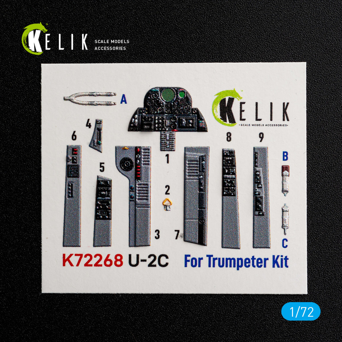 KELIK K72268 Lockheed U-2 C Dragon Lady - Interior 3D Decals (for Hobby Boss Kits) 1/72