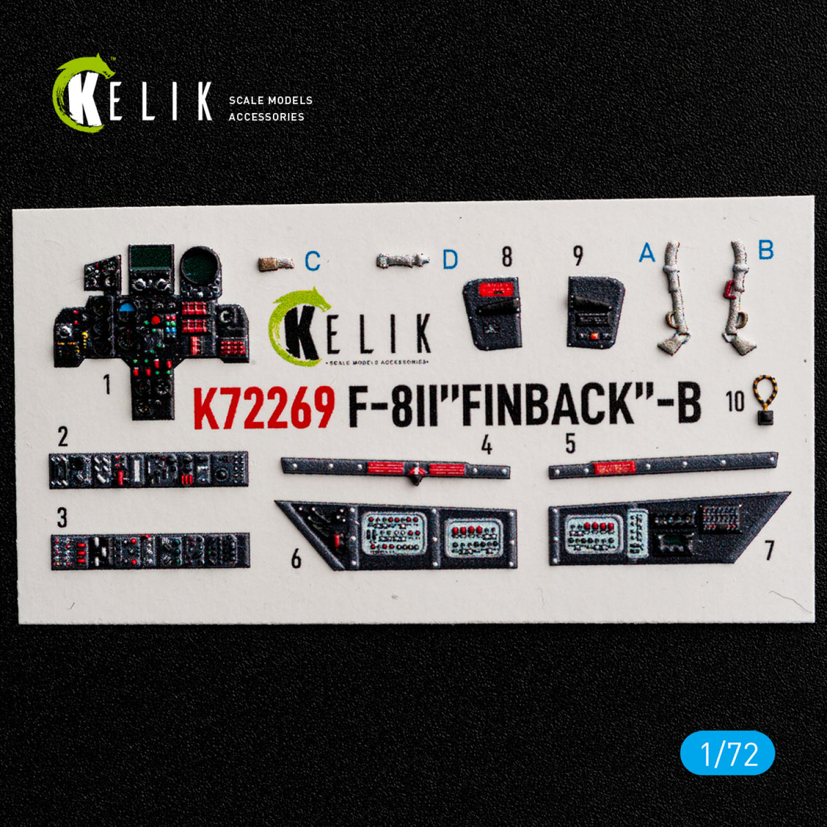 KELIK K72269 Shenyang F-8 II &amp;quot;Finback-B&amp;quot; - Interior 3D Decals (for Trumpeter Kits)