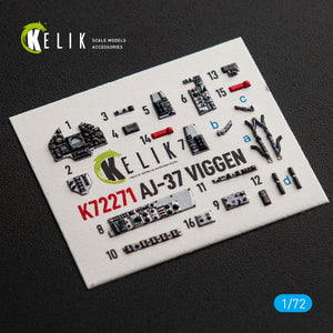 KELIK K72271 Saab AJ-37 Viggen - Interior 3D Decals (for Special Hobby Kits) 1/72 – Bild 4