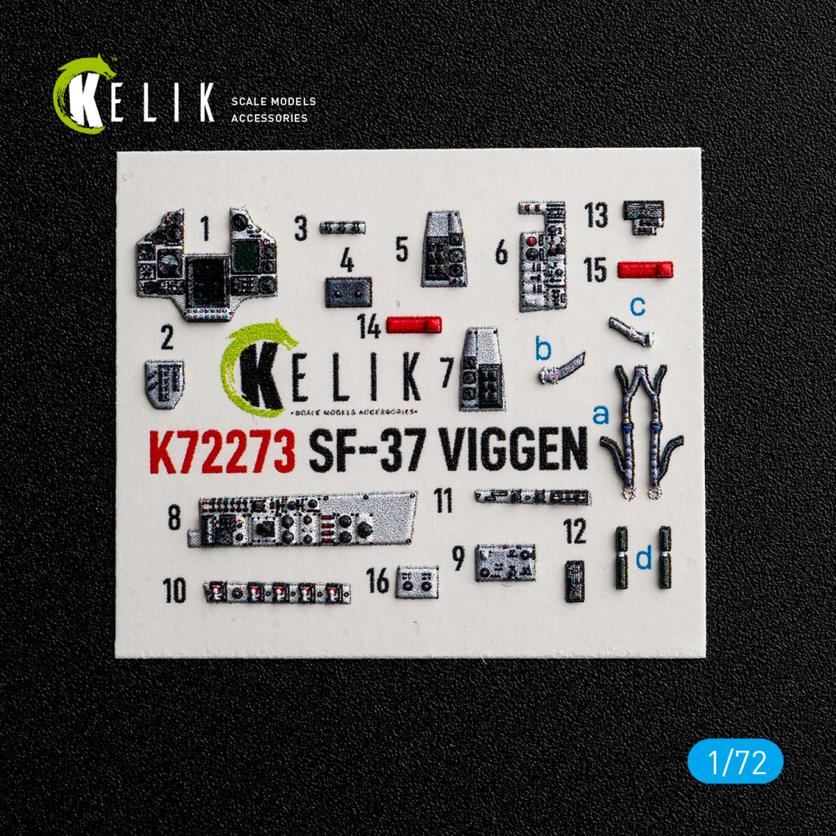 KELIK K72273 Saab SF-37 Viggen - Interior 3D Decals (for Special Hobby Kits) 1/72