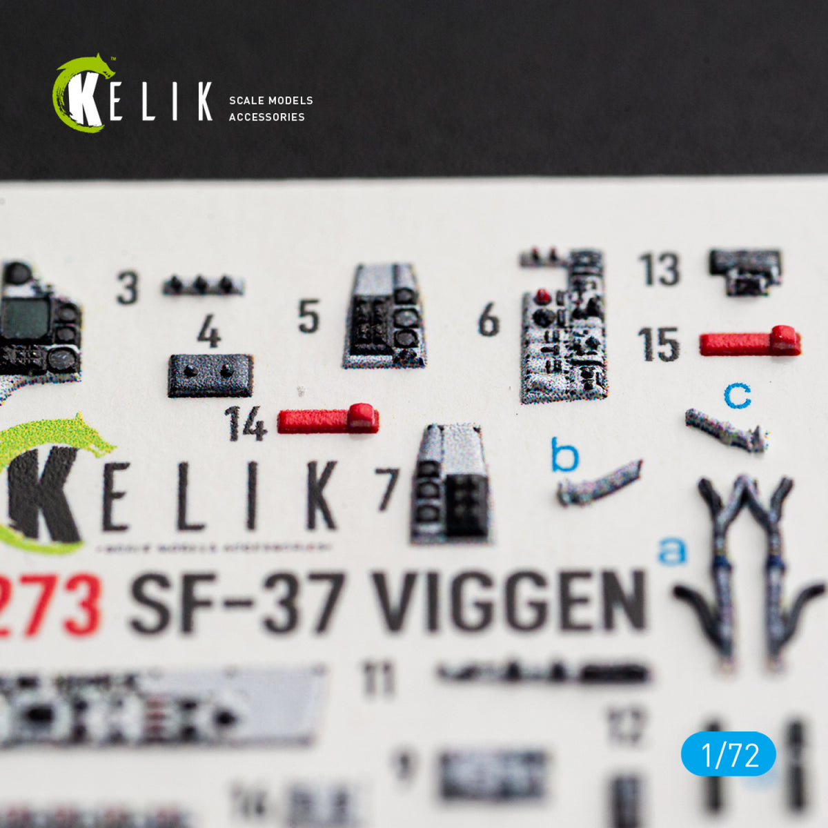 KELIK K72273 Saab SF-37 Viggen - Interior 3D Decals (for Special Hobby Kits) 1/72 – immagine 2