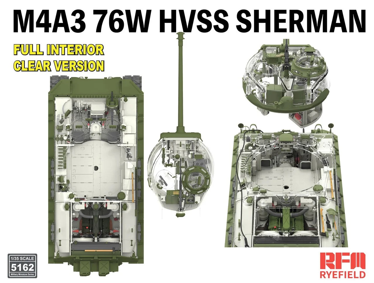 Rye Field Model 5162 M4A3 76W HVSS Sherman Full Interior / Clear Version 1/35 – image 3