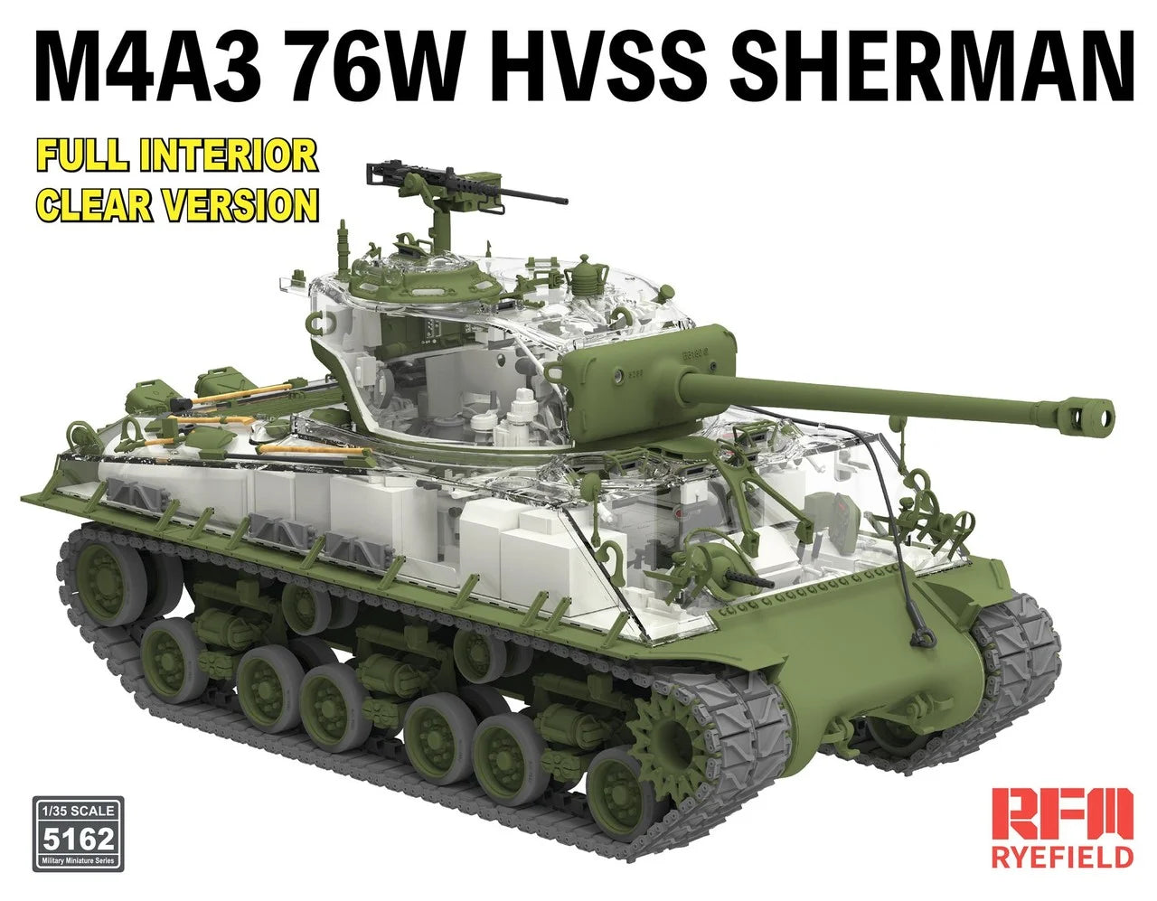Rye Field Model 5162 M4A3 76W HVSS Sherman Full Interior / Clear Version 1/35 – image 2