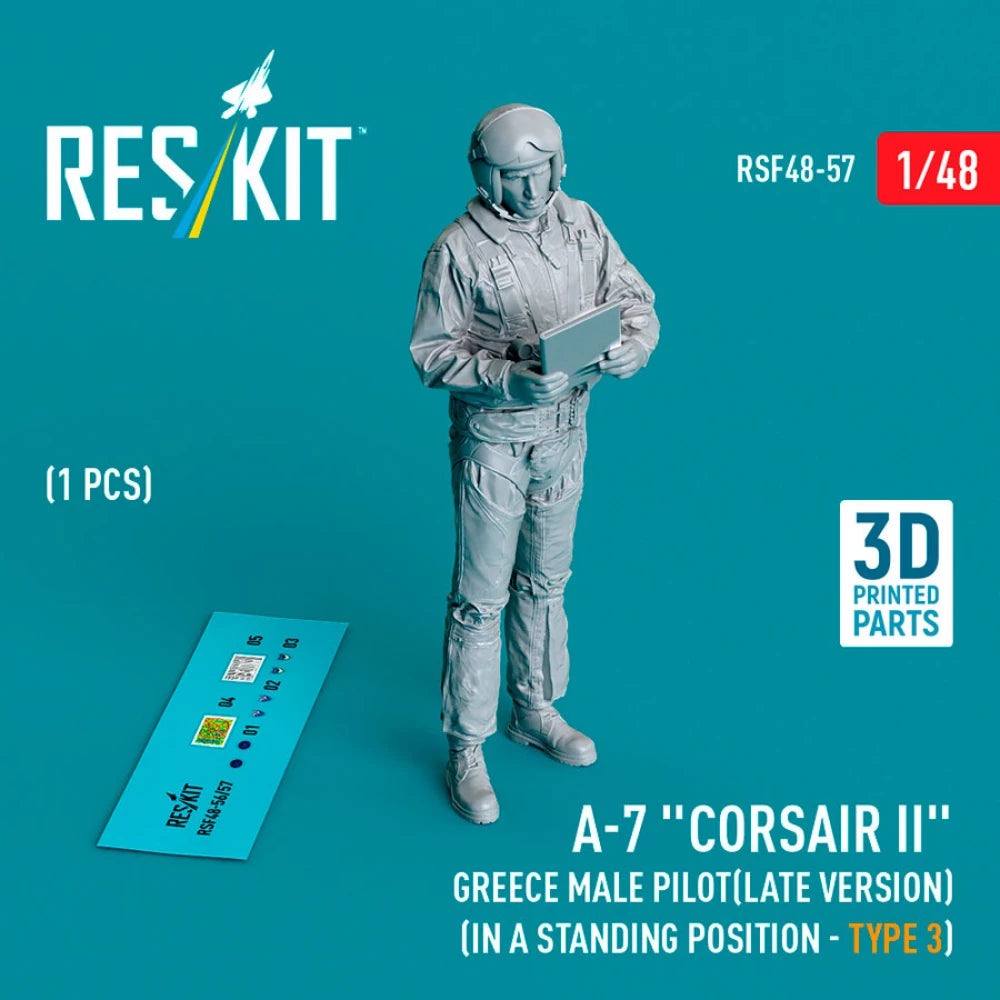 RESKIT RSF48-0057 A-7 &amp;quot;Corsair II&amp;quot; Greece male pilot (in a standing position - type 3) (1 pcs) (3D Printed) 1/48