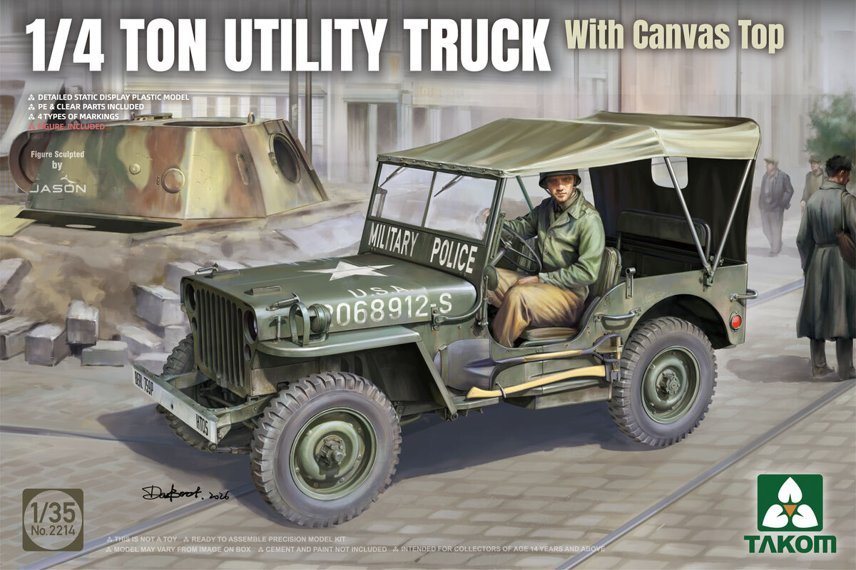 Takom 2214 1/4 Ton Utility Truck with Canvas Top 1/35