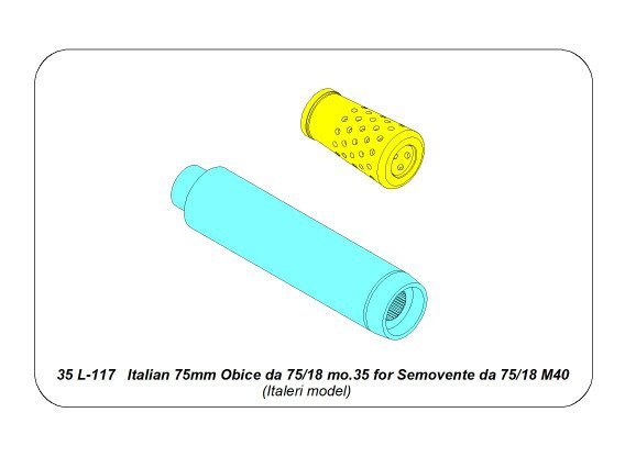 Aber 35L-117 Barrel for Italian 75mm Ansaldo L/18 gun for Semovente da 75/18 M40 1/35 – imagen 5