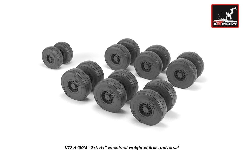 Armory Models AW72506 A400M Grizzly wheels w/ weighted tires 1/72 – immagine 2