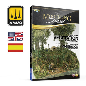AMMO de Mig Jimenez 6254 ÉCOLE DE MODÉLISATION - Comment utiliser la végétation dans vos dioramas (Bilingue - anglais, espagnol)