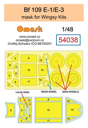 Omask 54038 Bf 109 E-1 / E-3 mask (for Wingsy Kits) 1/48 – Bild 2