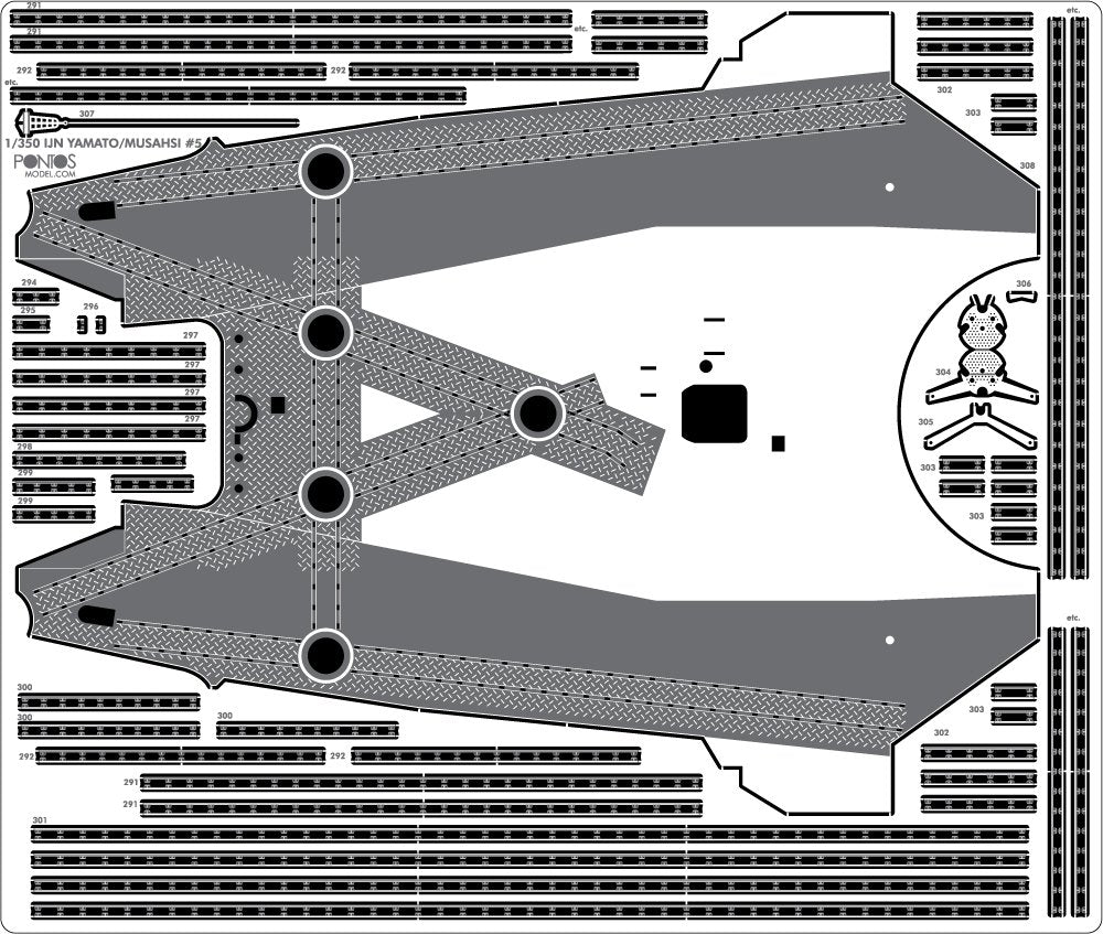 Pontos 37025FN IJN Musashi 1944 Detail up set Advanced Hinoki Tone Deck 1/350 – zdjęcie 14