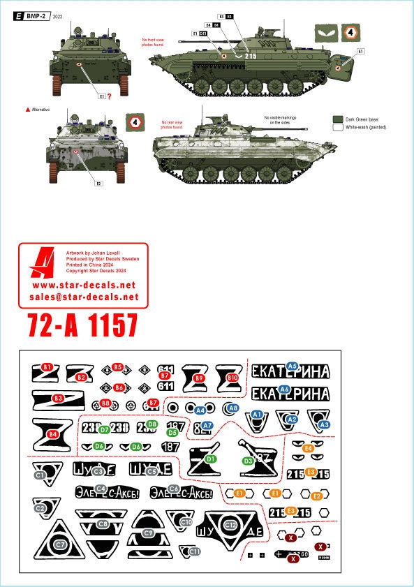 Star Decals 72-A1157 Guerre en Ukraine n° 18. BMP-2 russe en 2022-23, échelle 1/72 – image 3