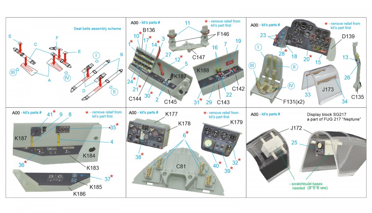 Quinta Studio QD32074 Me 262B1a/U-1 3D-Printed &amp;amp; coloured Interior on decal paper (Revell) 1/32 – Bild 2