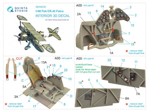 Quinta Studio QD48230 Fiat CR.42 3D-Printed &amp;amp; coloured Interior on decal paper (Italeri) 1/48 – imagen 2