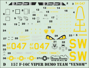 ModelMaker Decals D48157 F-16C Viper Demo Team &amp;quot;Venom” 1/48 – imagen 3