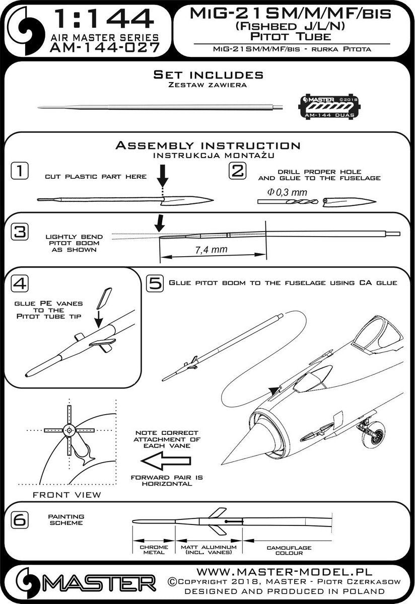 Master AM-144-027 MiG-21 SM/M/MF/bis (Fishbed) - Rurka Pitota 1/144 – immagine 3
