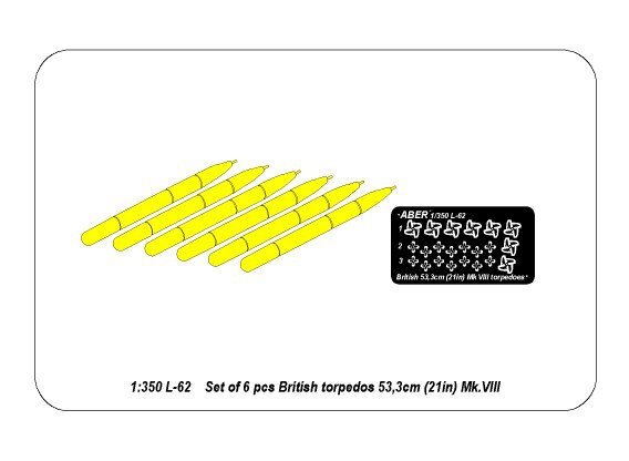 Aber 350L-62 Set of 6 British torpedoes 53,3cm MK.VIII 1/350 – zdjęcie 4