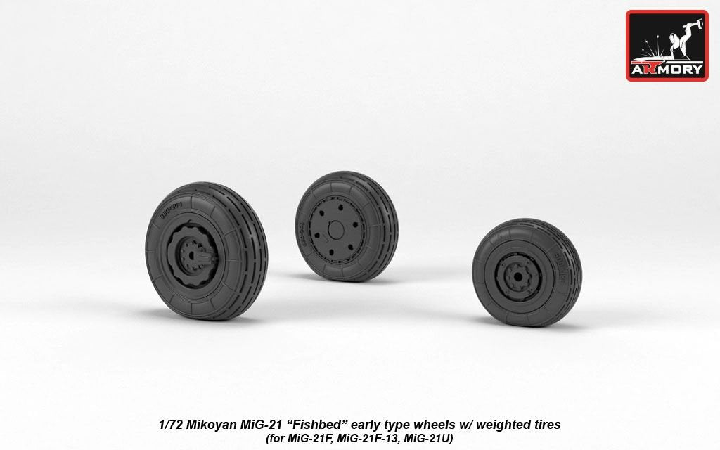 Armory Models AW72048 Mikoyan MiG-21 Fishbed wheels w/ weighted tires, early 1/72 – imagen 5