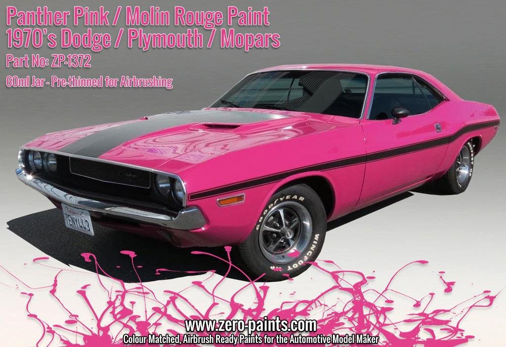 Zero Paints ZP-1372 Panther Pink /Moulin Rouge Paint - 70&amp;#39;s Dodge, Plymouth, Mopar 60ml – imagen 3