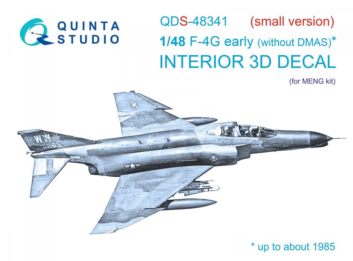Intérieur imprimé en 3D et coloré sur papier décalcomanie Quinta Studio QDS-48341 F-4G (version initiale) (Petite version) 1/48