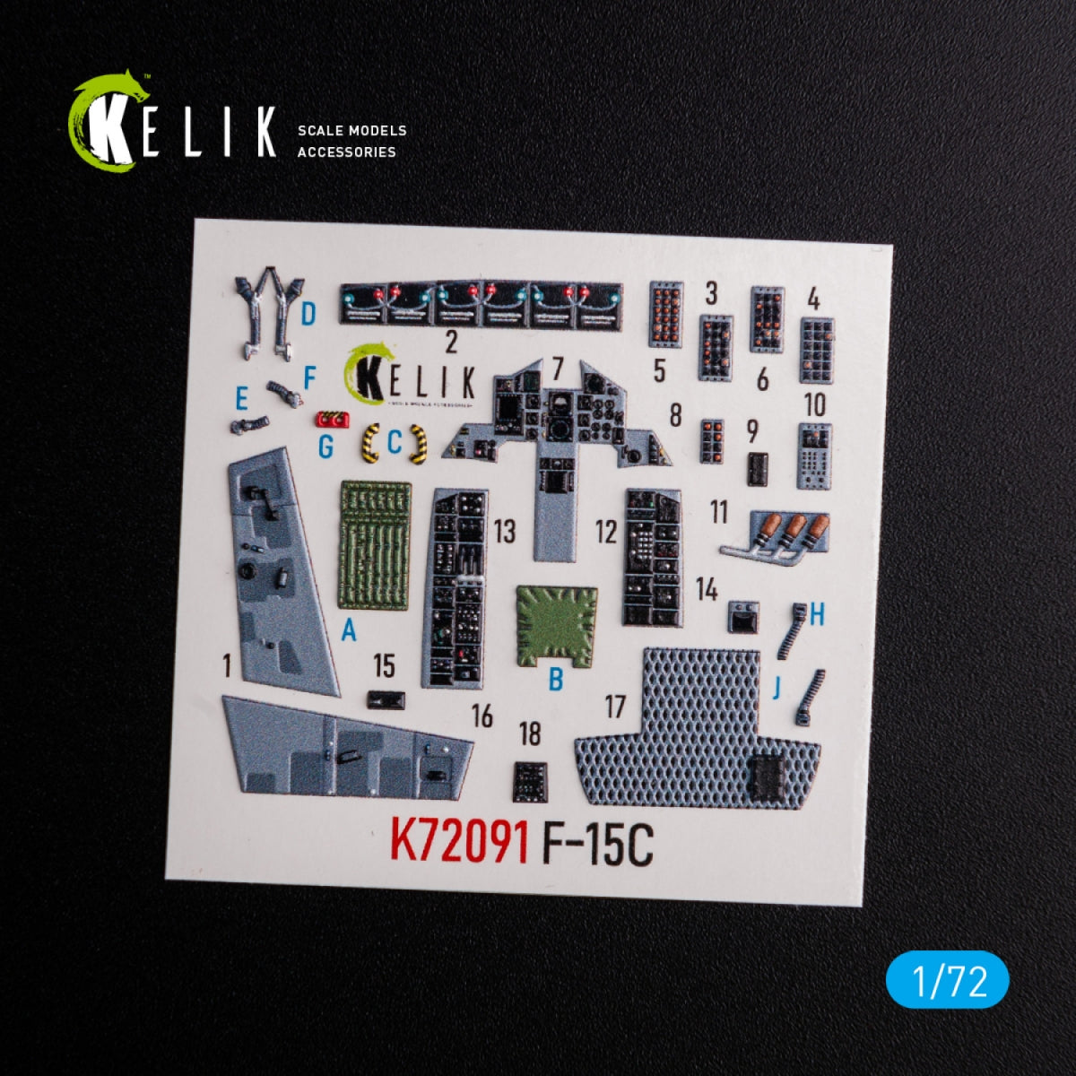 KELIK K72091 F-15C - interior 3D decals for FineMolds kit 1/72 – imagen 3