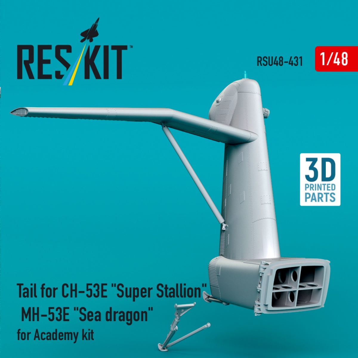 RESKIT RSU48-0431 Tail for CH-53E "Super Stallion", MH-53E "Sea dragon" for Academy kit (3D printed) 1/48