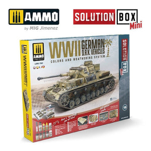 AMMO of Mig Jimenez 7902 SOLUTION BOX MINI –WWII German DAK Vehicles