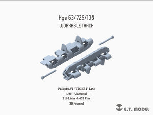 E.T. Model P35-003 WWII German TIGER I Late Workable Track (3D Printed) 1/35