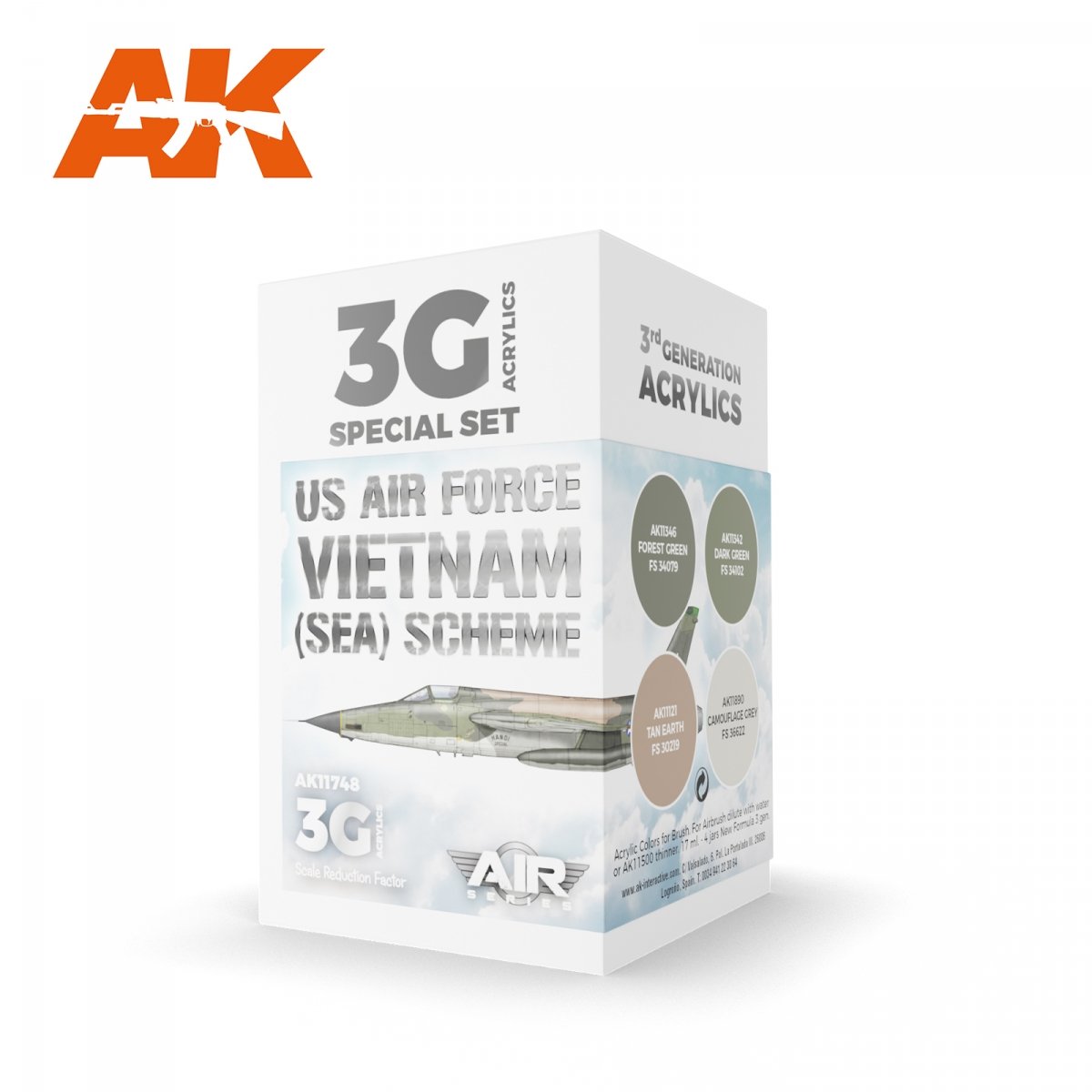 AK Interactive AK11748 US AIR FORCE ASIE DU SUD-EST (MER) SCHEME 4x17 ml