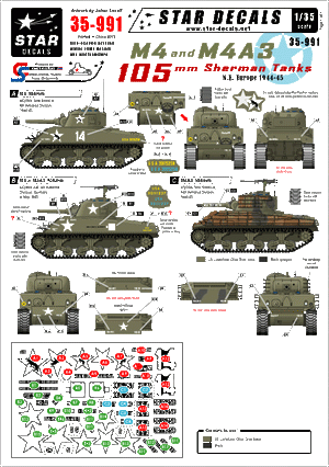 Star Decals 35-991 US M4 and M4A3 105 mm 1/35